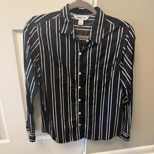 Old Navy Women’s Black and White Striped Button Down Shirt